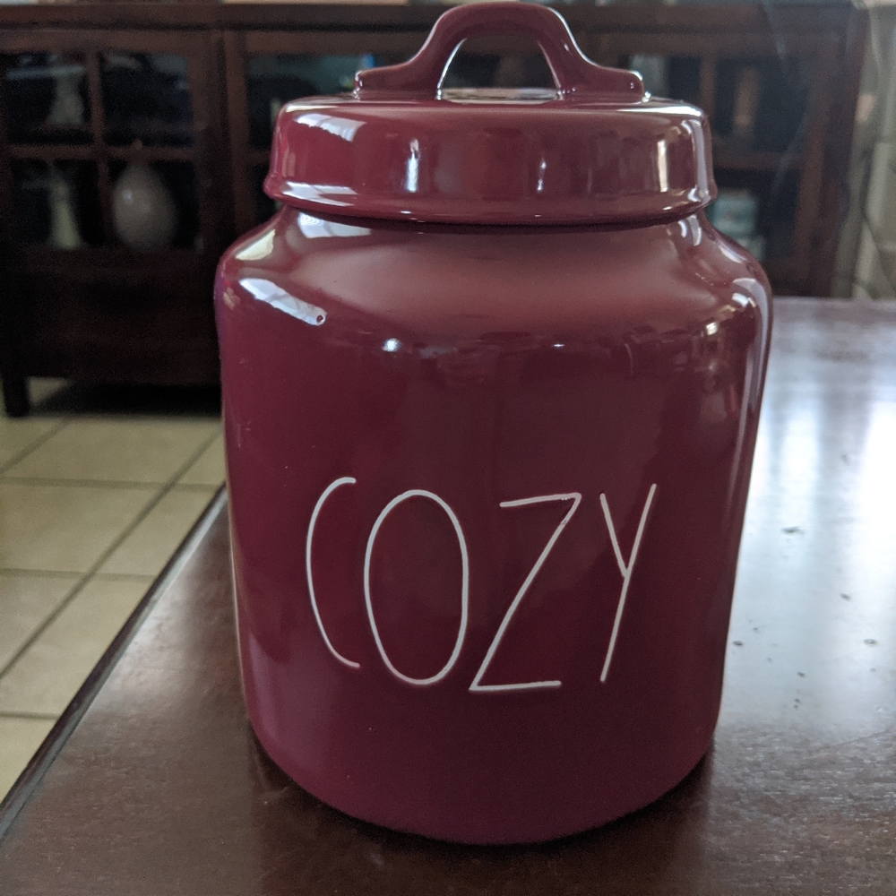 Rae dunn Large canister burgund/wine color